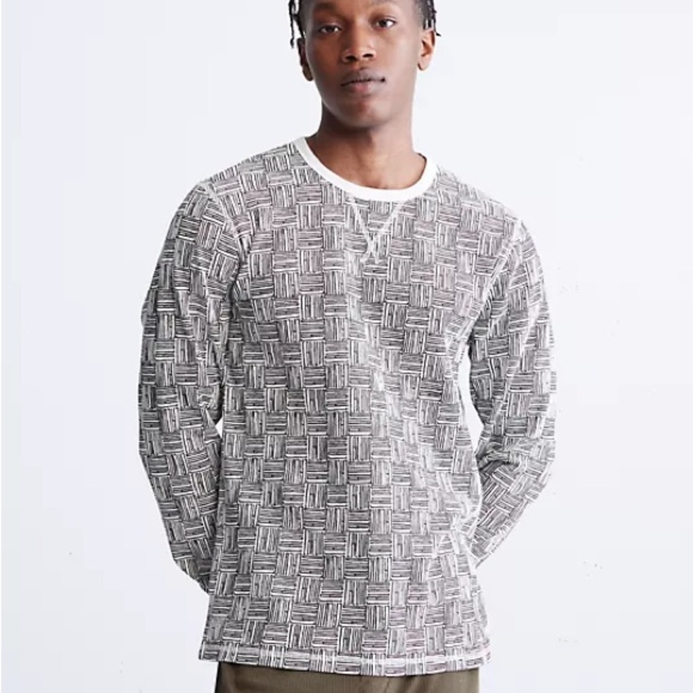 Calvin Klein Thermal Lounge Crewneck Sleep Sweatshirt - Large